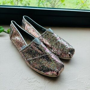 Toms Glitter Multicolor Slip-Ons Festival  Shoes Size 8.5